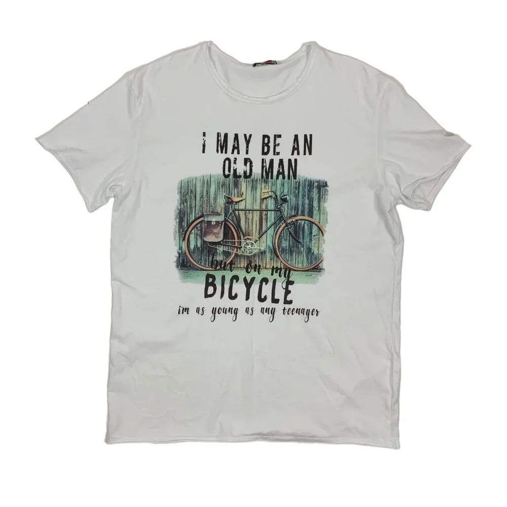 Mens Graphic Tee XXL White Made In Italy Streetwear Casual‎ Summer